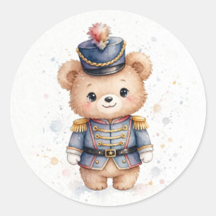 Adesivo Redondo Urso quebra-nozes fofo de Natal