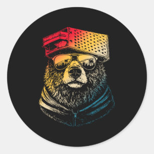 Adesivo Redondo Urso Queijo Ralador Chapéu Óculos de Sol