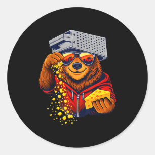 Adesivo Redondo Urso Queijo Ralador Chapéu Urso