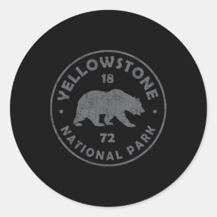 Adesivo Redondo Urso Retro Parque Nacional de Yellowstone 1872 Cam