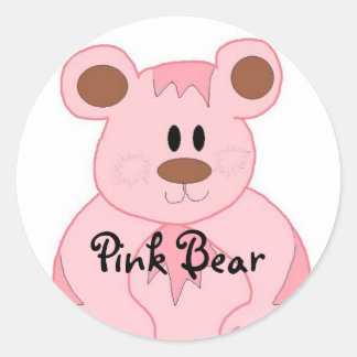 Adesivo Redondo Urso Rosa