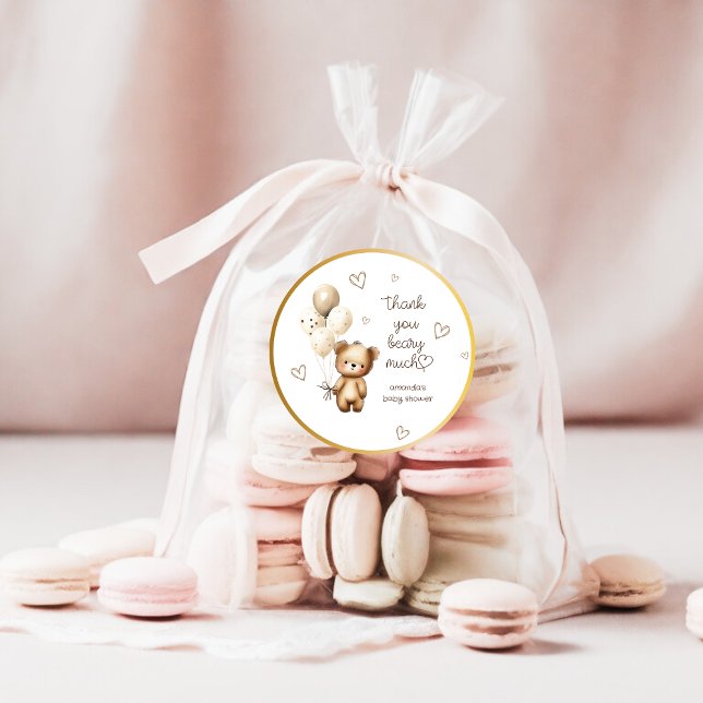 Adesivo Redondo Ursos Balões Neutros - Chá de fraldas Bonito Muito (Criador carregado)