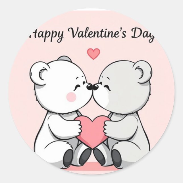 Adesivo Redondo ursos bonitos de desenho animado (Frente)