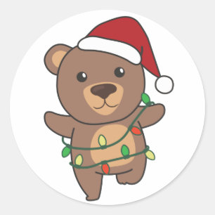 Adesivo Redondo Ursos Clássicos De Natal Ursos De Inverno