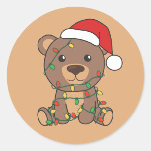 Adesivo Redondo Ursos Clássicos De Natal Ursos De Inverno
