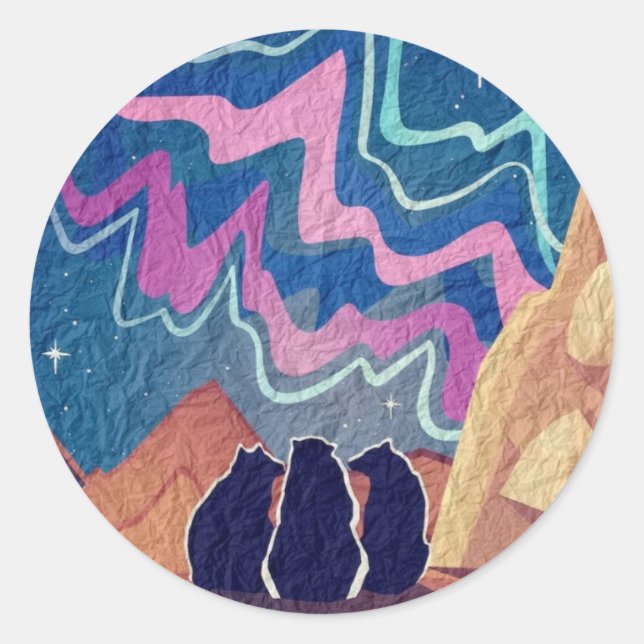 Adesivo Redondo Ursos luminosos do norte (Frente)