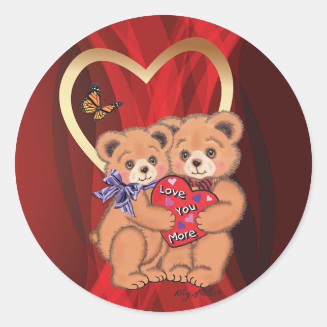Adesivo Redondo Ursos Românticos (Frente)
