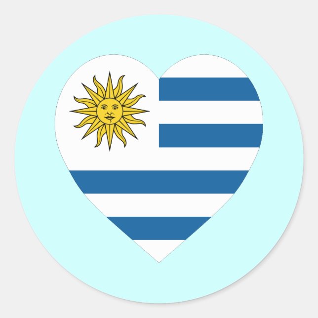 Adesivo Redondo Uruguai Flag Heart (Frente)