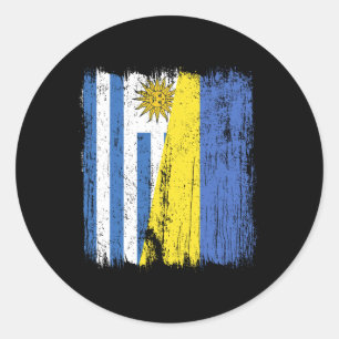 Adesivo Redondo Uruguai Ucrânia Meia Bandeira Uruguaio Ucraniano H