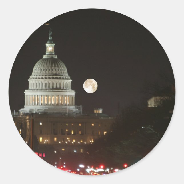Adesivo Redondo US Capital Building Full Moon (Frente)