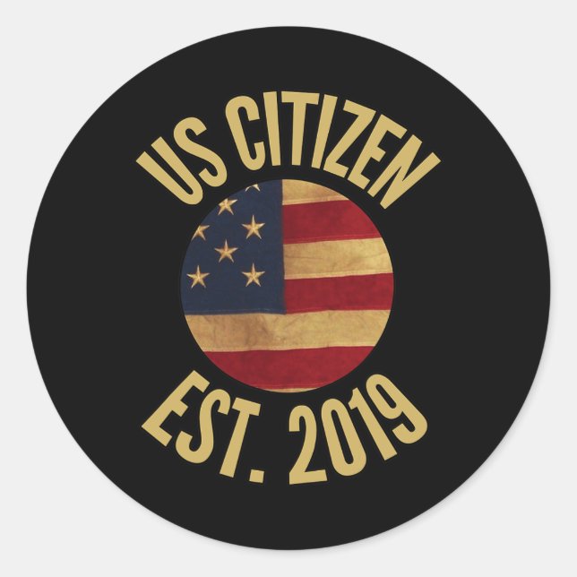 Adesivo Redondo Us Citizenship 2019 Gif American Flag Usa  (Frente)