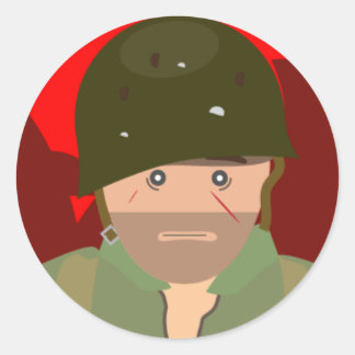 Adesivo Redondo US Marine 1000 yard stare (História Simples)