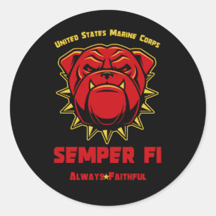 Adesivo Redondo US Marines Bulldog Mascot Semper Fi