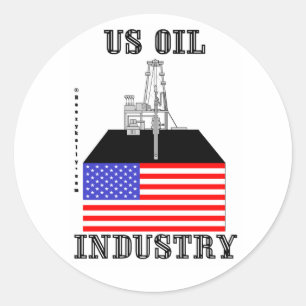 Adesivo Redondo US Oil Industry,Oil Field Sticker,Oil Riges,Oil,Ga