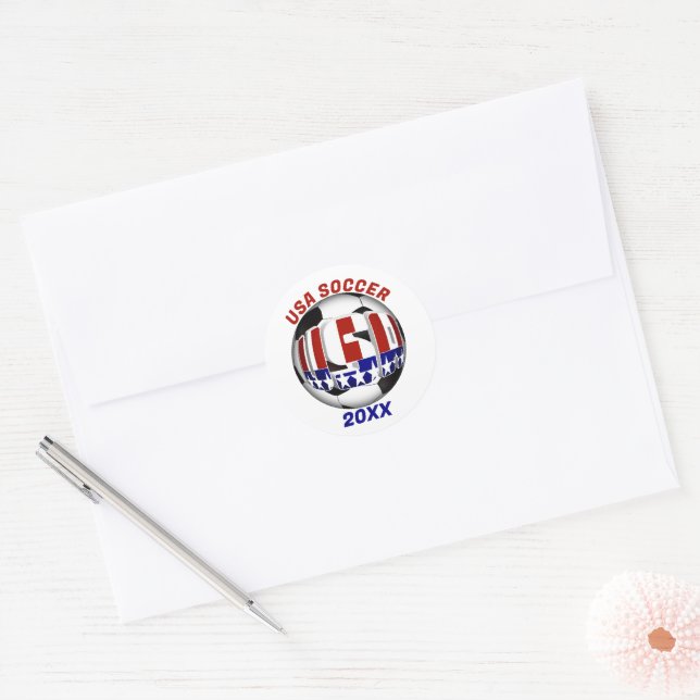 Adesivo Redondo US Patriotic SOCCER Sports (Envelope)