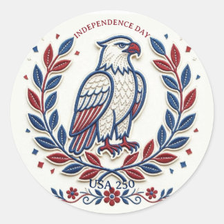 Adesivo Redondo USA 250 Anos de Independência Águia Patriótica Cor