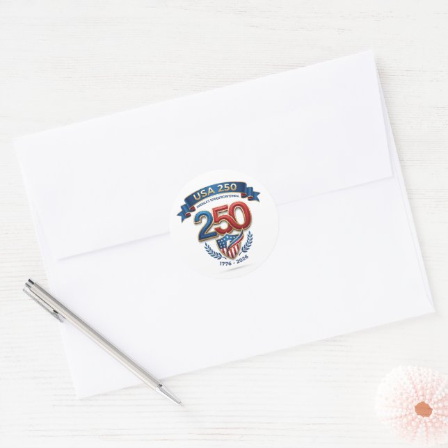 Adesivo Redondo USA 250 celebration (Envelope)