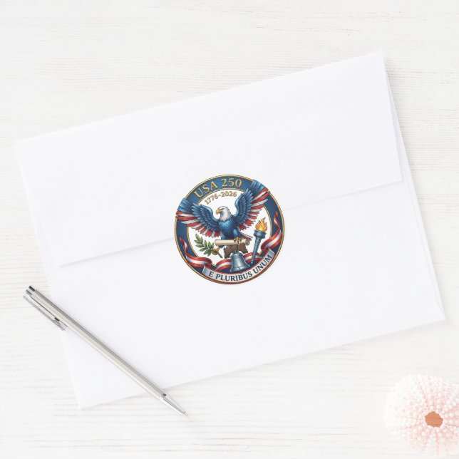 Adesivo Redondo USA 250 Eagle (Envelope)