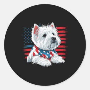 Adesivo Redondo Usa 4 De Julho Oeste White Terrier American Westie