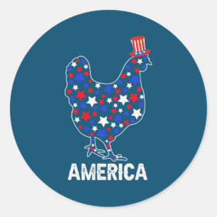 Adesivo Redondo USA American Flag Chicken 4 de julho