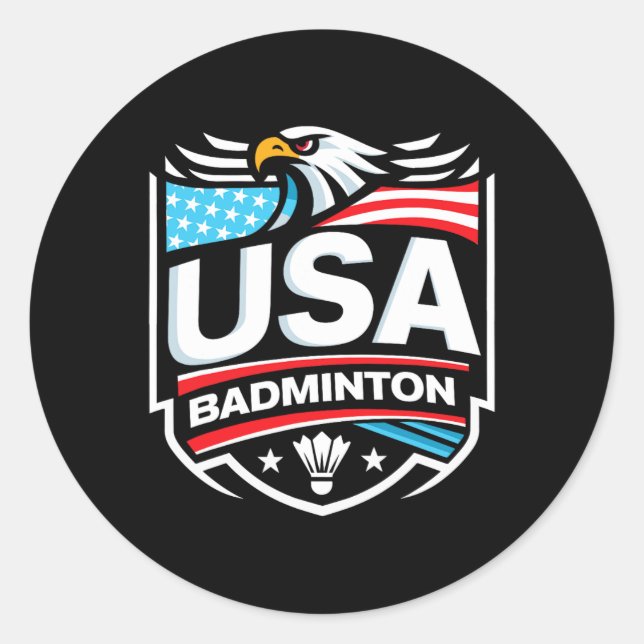 Adesivo Redondo Usa Badminton (Frente)