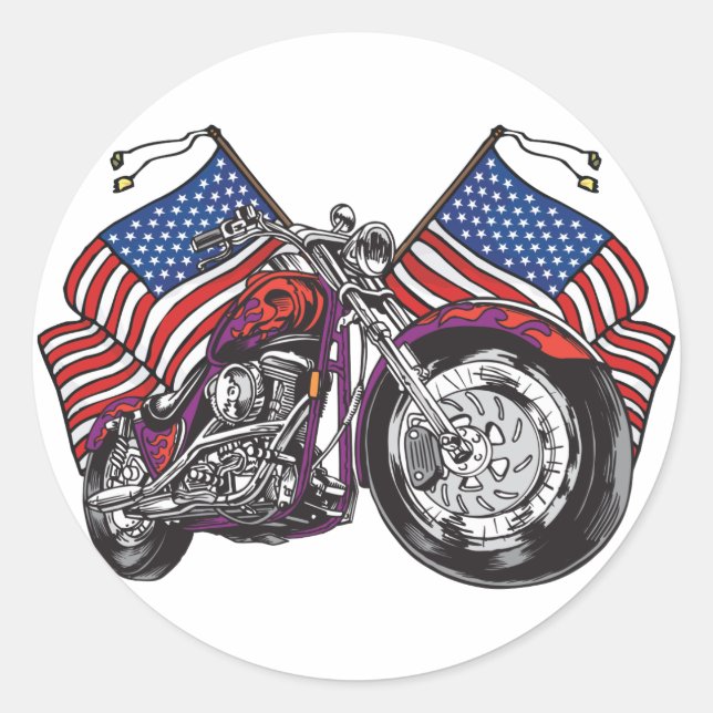 Adesivo Redondo USA Biker (Frente)