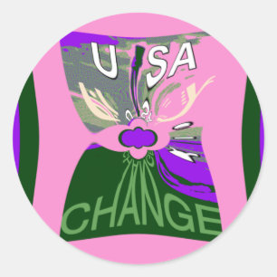 Adesivo Redondo USA Change Art Impressão