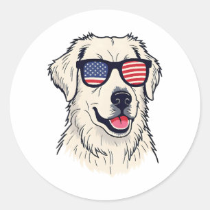 Adesivo Redondo USA Dog Lover - Pup Legal com bandeira americana