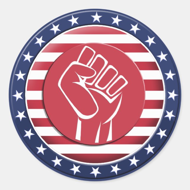 Adesivo Redondo USA Fist (Frente)