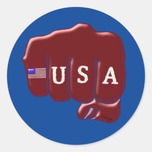Adesivo Redondo USA Fist Bump com bandeira americana