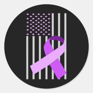Adesivo Redondo USA Flag Alzheimer Ribbon Alzheimer Disease Awaren
