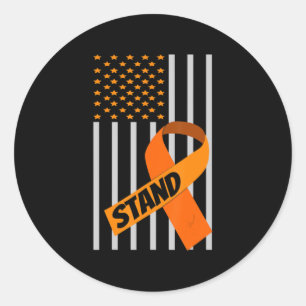 Adesivo Redondo USA Flag Ribbon Leukemia Awareness  Family Support