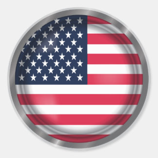 Adesivo Redondo USA Flag Seal, American Flag Art