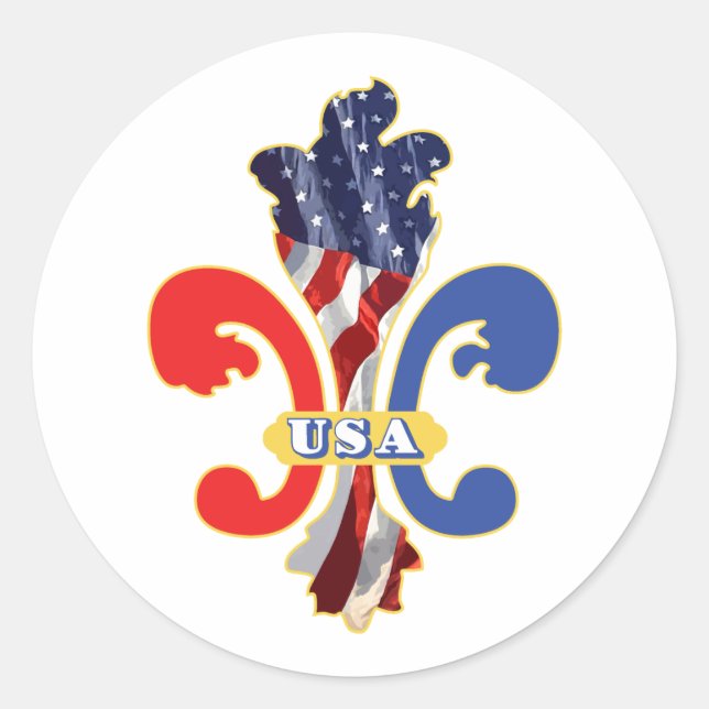 Adesivo Redondo USA Fleur de lis (Frente)