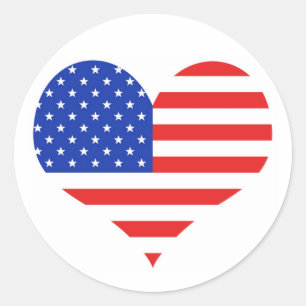 Adesivo Redondo USA Heart