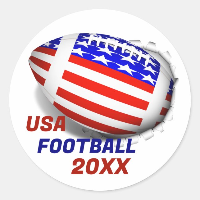 Adesivo Redondo USA Patriotic Football Sports (Frente)