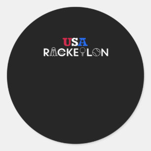 Adesivo Redondo Usa Racketlon - Tênis de Mesa Badminton Squash Tên