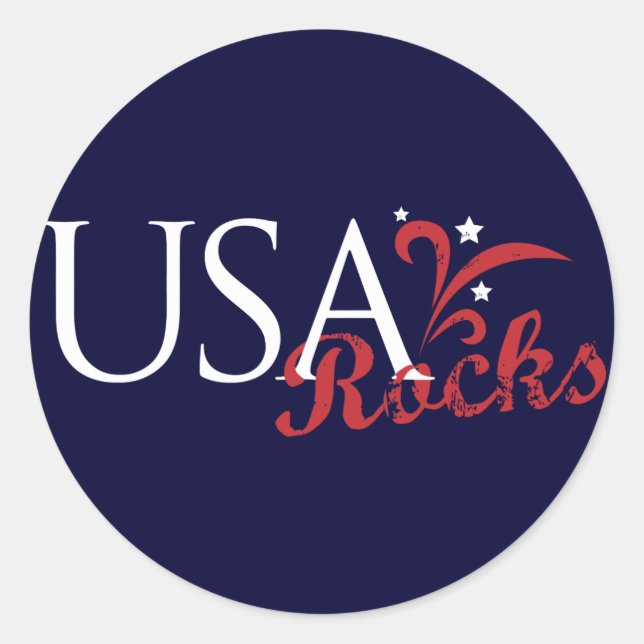 Adesivo Redondo USA Rocks Sticker (Frente)