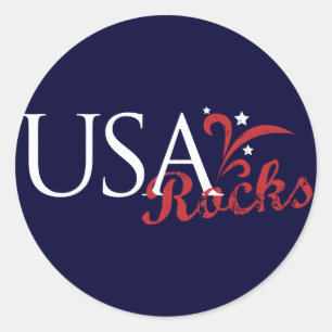 Adesivo Redondo USA Rocks Sticker