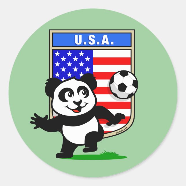 Adesivo Redondo USA Soccer Panda (Frente)