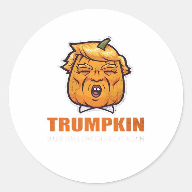 Adesivo Redondo Usa Trumpkin Faz Excelente De Halloween Novamente  (Frente)