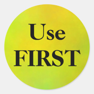 Adesivo Redondo Usar PRIMEIRAS Planilhas de Rotação de Produtos do