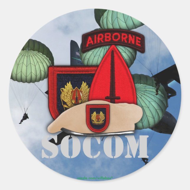 Adesivo Redondo USASOC Special ops Vetores de patch Sticker (Frente)