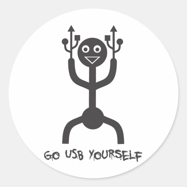 Adesivo Redondo USB Man (Frente)