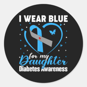 Adesivo Redondo Use Azul Para Conscientização do Diabetes T1 D da