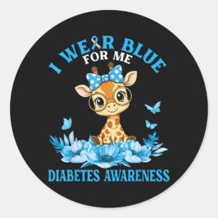 Adesivo Redondo Use Azul Para Flores De Girafa Fofa Diabetes