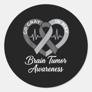Adesivo Redondo Use cinza em maio guerreiro forte tumor cerebral c