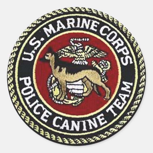 ADESIVO REDONDO USMC CANINE TEAM (Frente)
