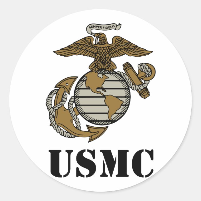 Adesivo Redondo USMC [estêncil] (Frente)