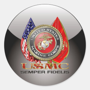 Adesivo Redondo USMC Semper Fi [edição especial] [3D]